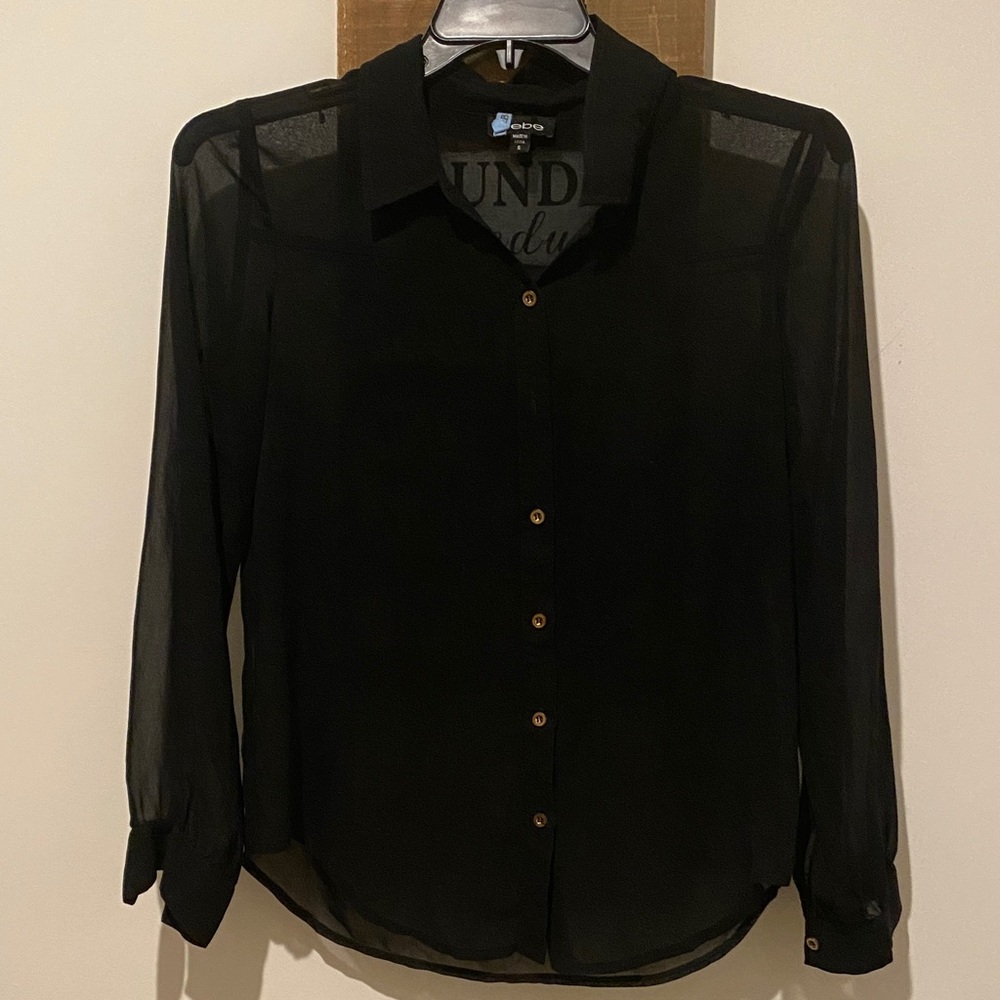 bebe Black Sheer Blouse